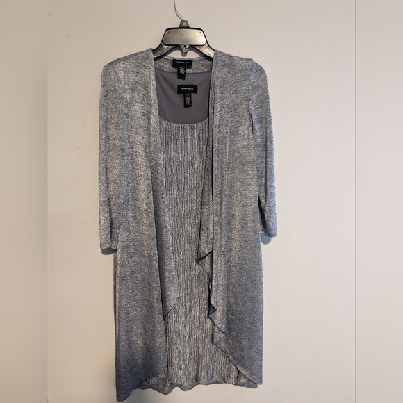 R&M RICHARDS Two-Piece Dress and Jacket Set Size 6 Gray/Silver/Metallic - Picture 3 of 4
